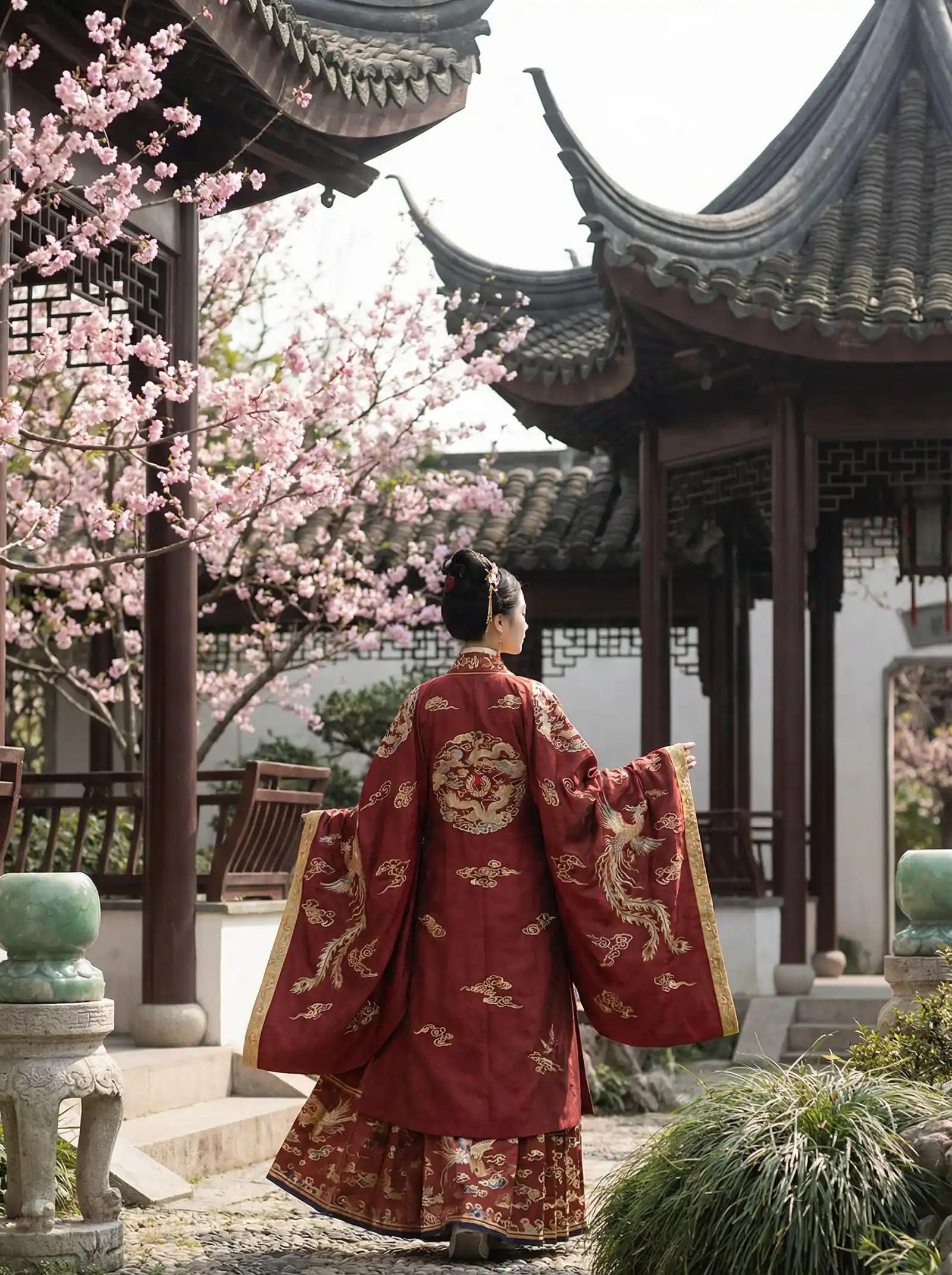 暖暖www免费观看高清完整 明制汉服红色凤凰刺绣